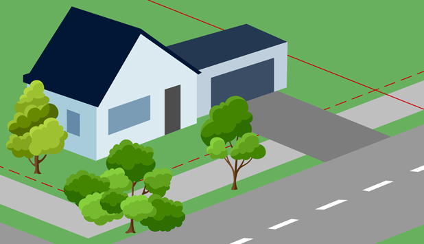 Rendering of house with vegetation obstructing view at intersection