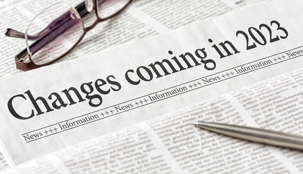 Close up of newspaper with headline, "Changes coming in 2023."