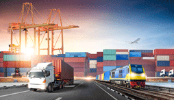 A montage of port, truck and public transit
