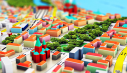 Model of a downtown development