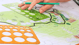 A close up of plans for a park that is being developed