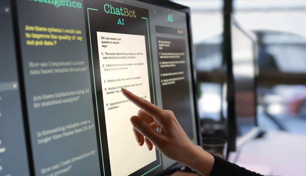 Close up of a hand interacting with an AI prompt on a computer screen