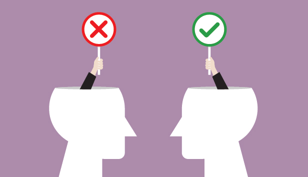 Two people with opposing views